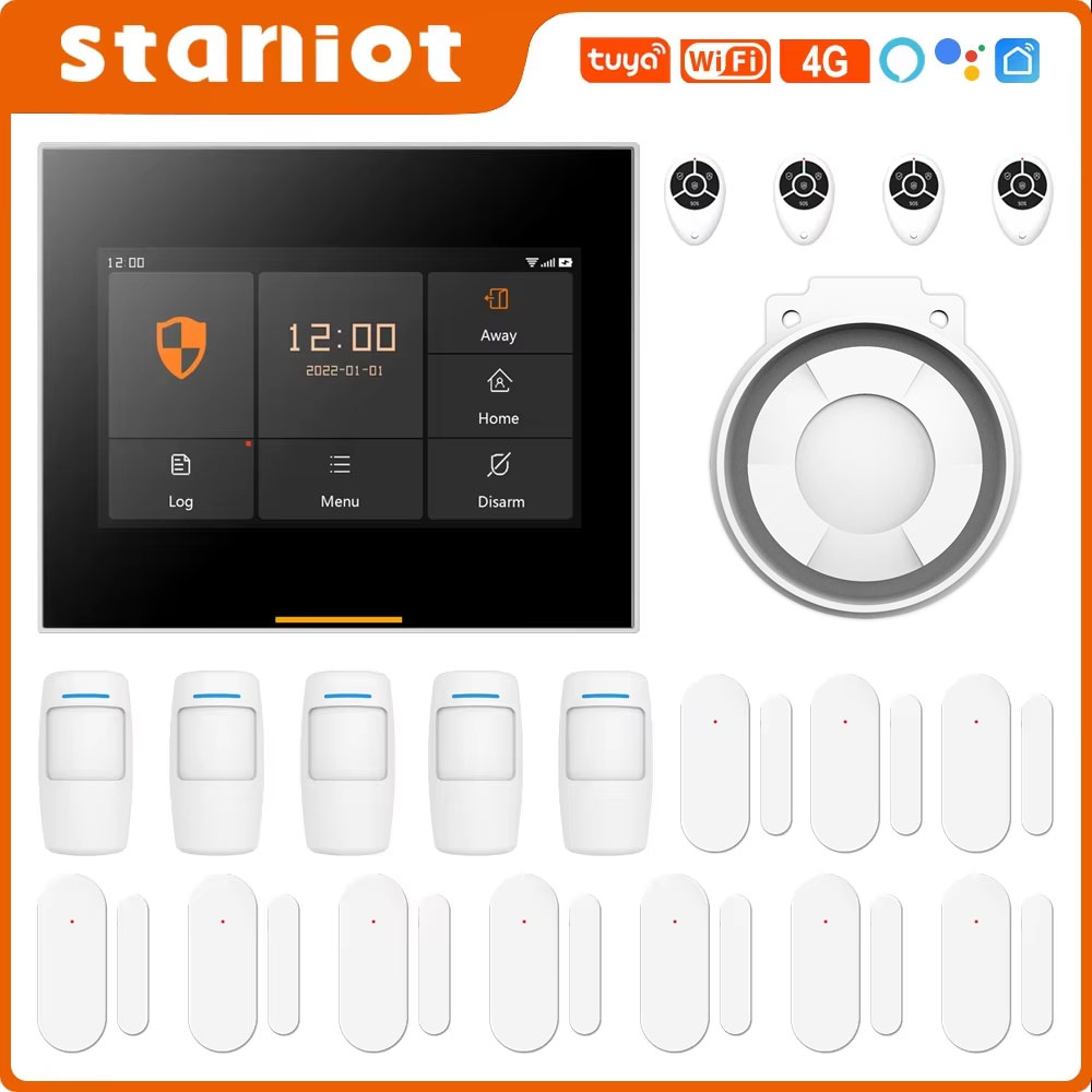 Sim Gsm Alarm - Staniot 433MHz ワイヤレス Wifi 4G スマートホームセキュリティアラームシステムキット、ガレージおよび住宅用、Tuya