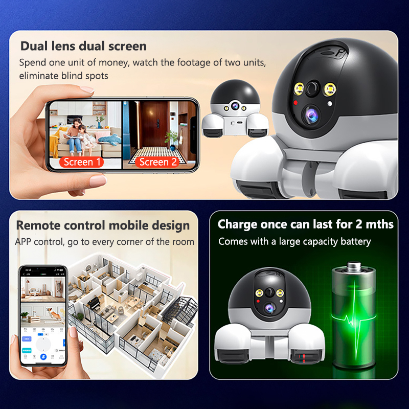 128GB WIFI ロボットカメラ デュアルレンズ デュア - Home Security Robot のレビューと価格