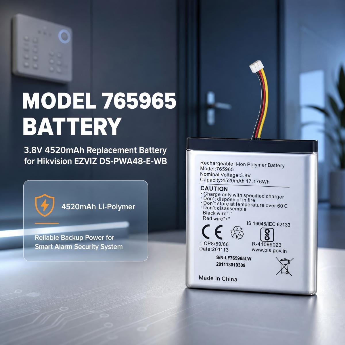 765965 4520mAh リチウムポリマー交換用バッテリ - Home Security Battery Replacement のレビューと価格