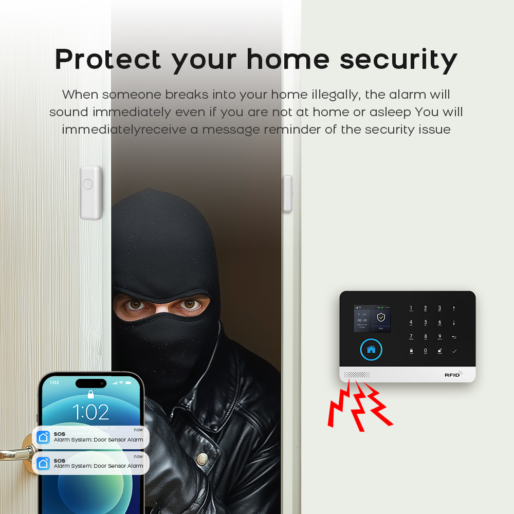 4G GSM Wifi ワイヤレスホームアラームシステム T - Home Security Front Door Camera のレビューと価格