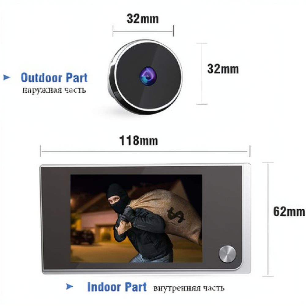 3.5インチLCDデジタルドアビューワー、覗き穴カメラモニタ - Home Security Front Door Camera のレビューと価格