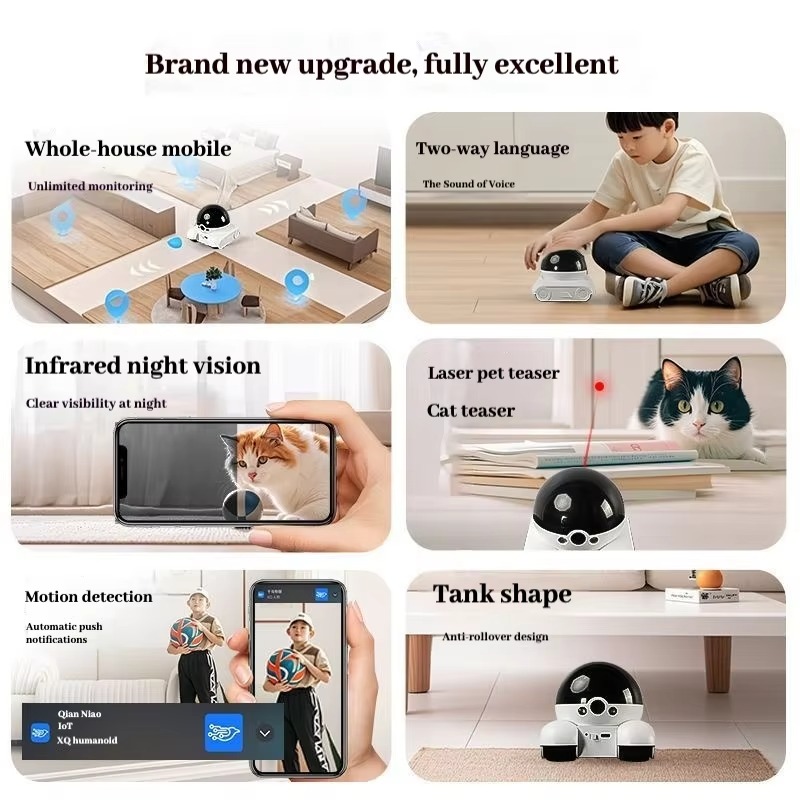 新型スマートペットロボットWiFiホームセキュリティカメラ動 - Home Security Robots のレビューと価格