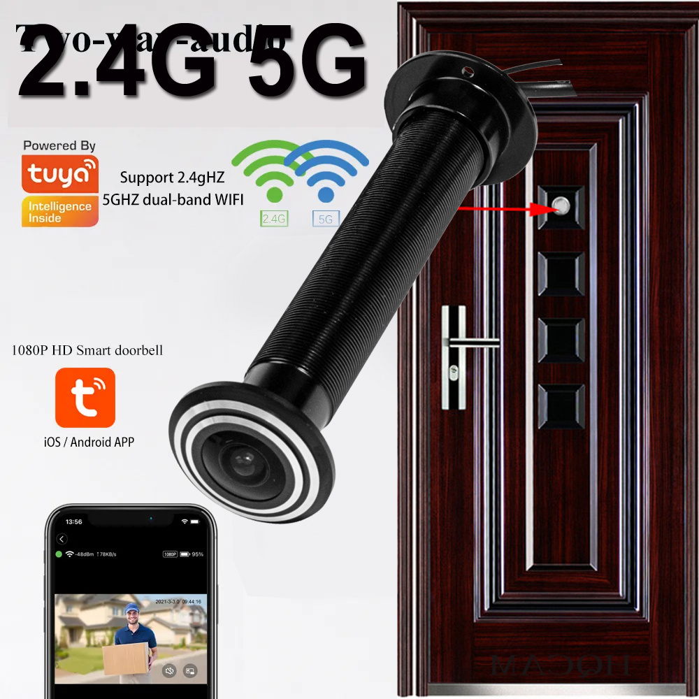 ワイヤレスドアセキュリティ猫眼カメラ,wifi,広角,P2p - Home Security Front Door Camera のレビューと価格